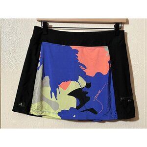 Jamie Sadock Women's Actif Small Pull On Geometric Golf Skort Black Blue Yellow
